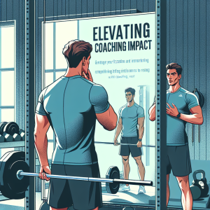 Illustration of Athlete checking mirror form in a Gym interior setting, with a focused mood.