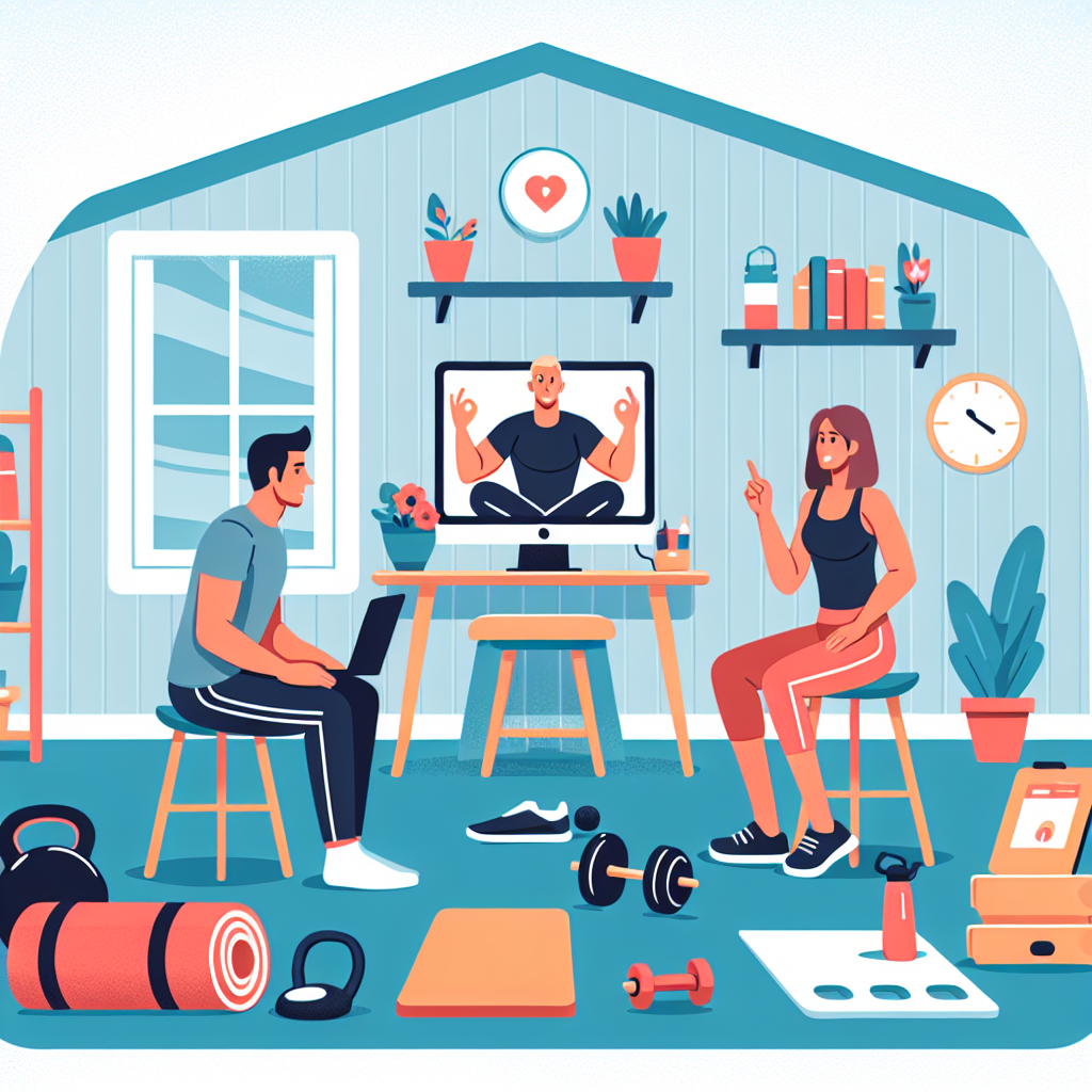 Illustration of Team on video call in a Home office setting, with a focused mood.