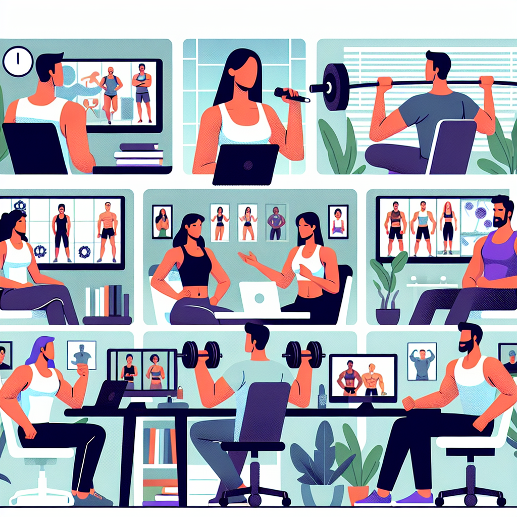 Illustration of Team on video call in a Home office setting, with a focused mood.