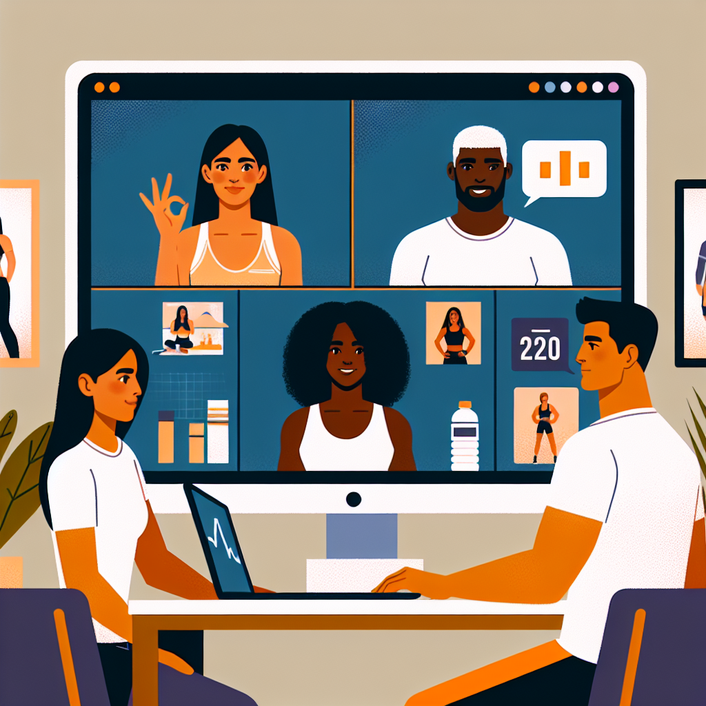 Illustration of Team on video call in a Home office setting, with a focused mood.