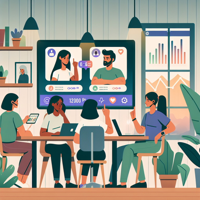 Illustration of Team on video call in a Home office setting, with a focused mood.