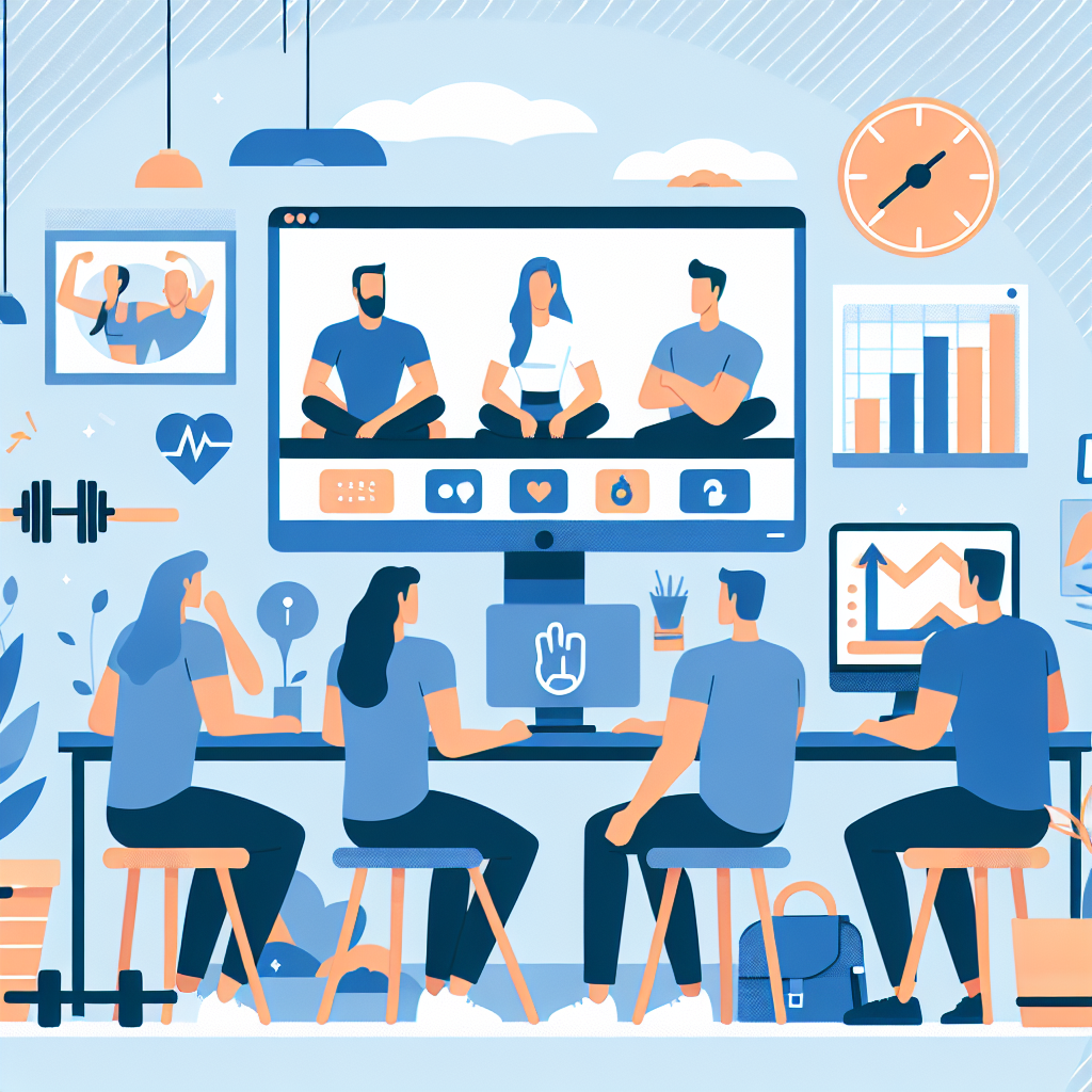 Illustration of Team on video call in a Home office setting, with a focused mood.