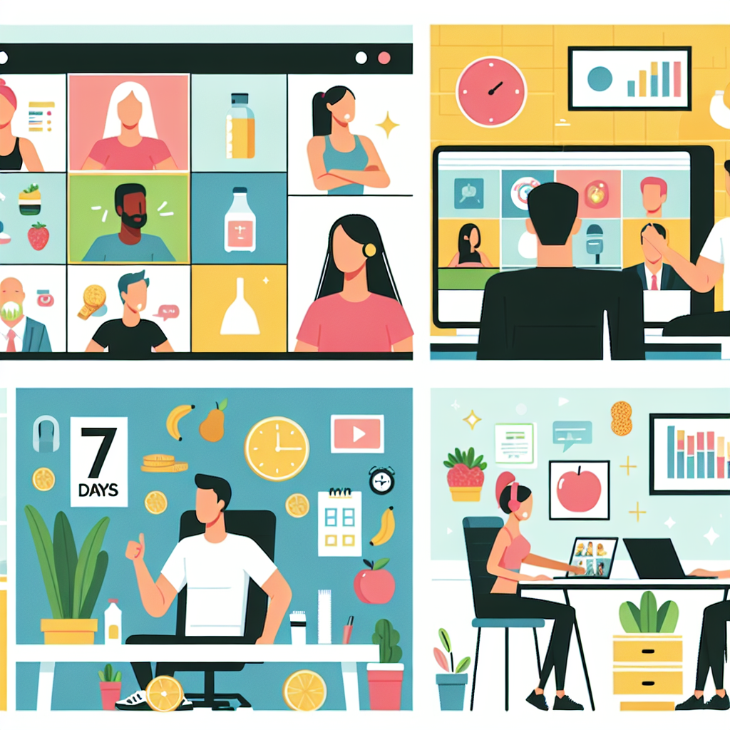 Illustration of Team on video call in a Home office setting, with a focused mood.