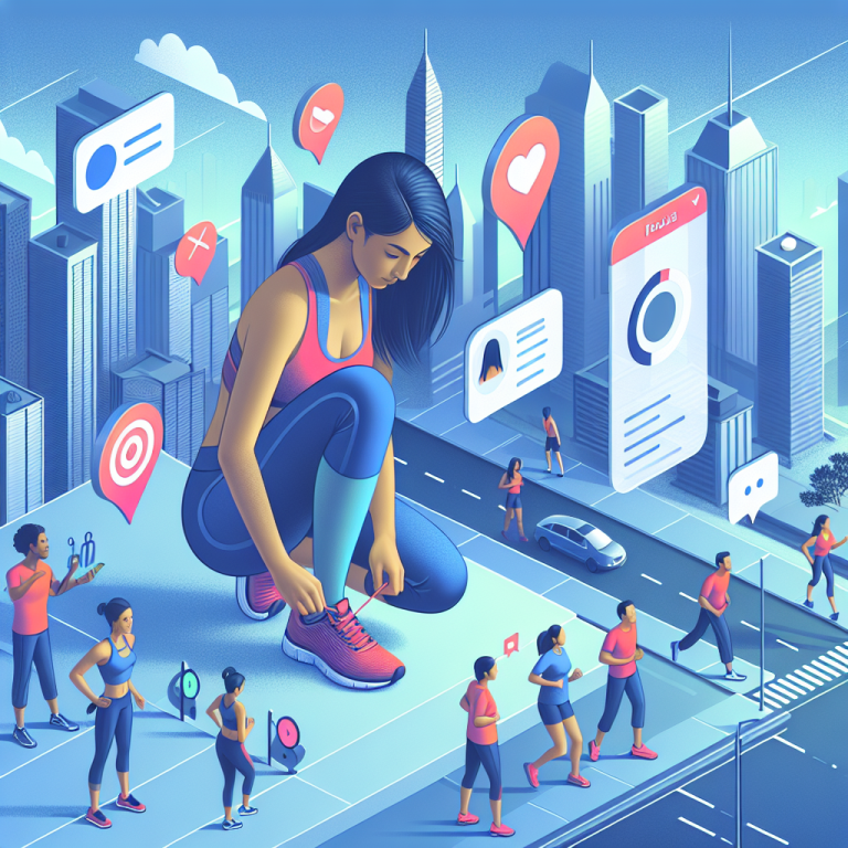 Illustration of Runner tying shoes in a Cityscape skyline setting, with a focused mood.