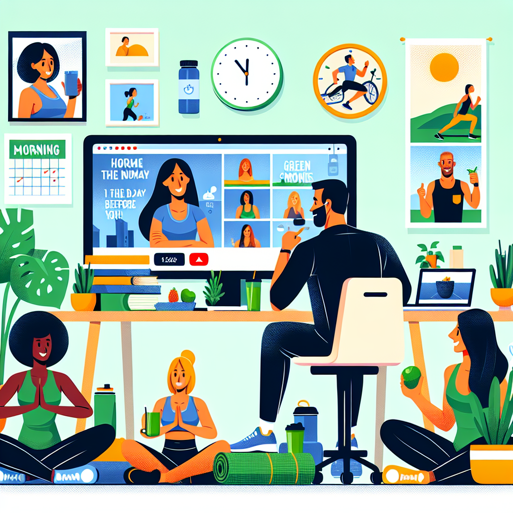 Illustration of Team on video call in a Home office setting, with a focused mood.