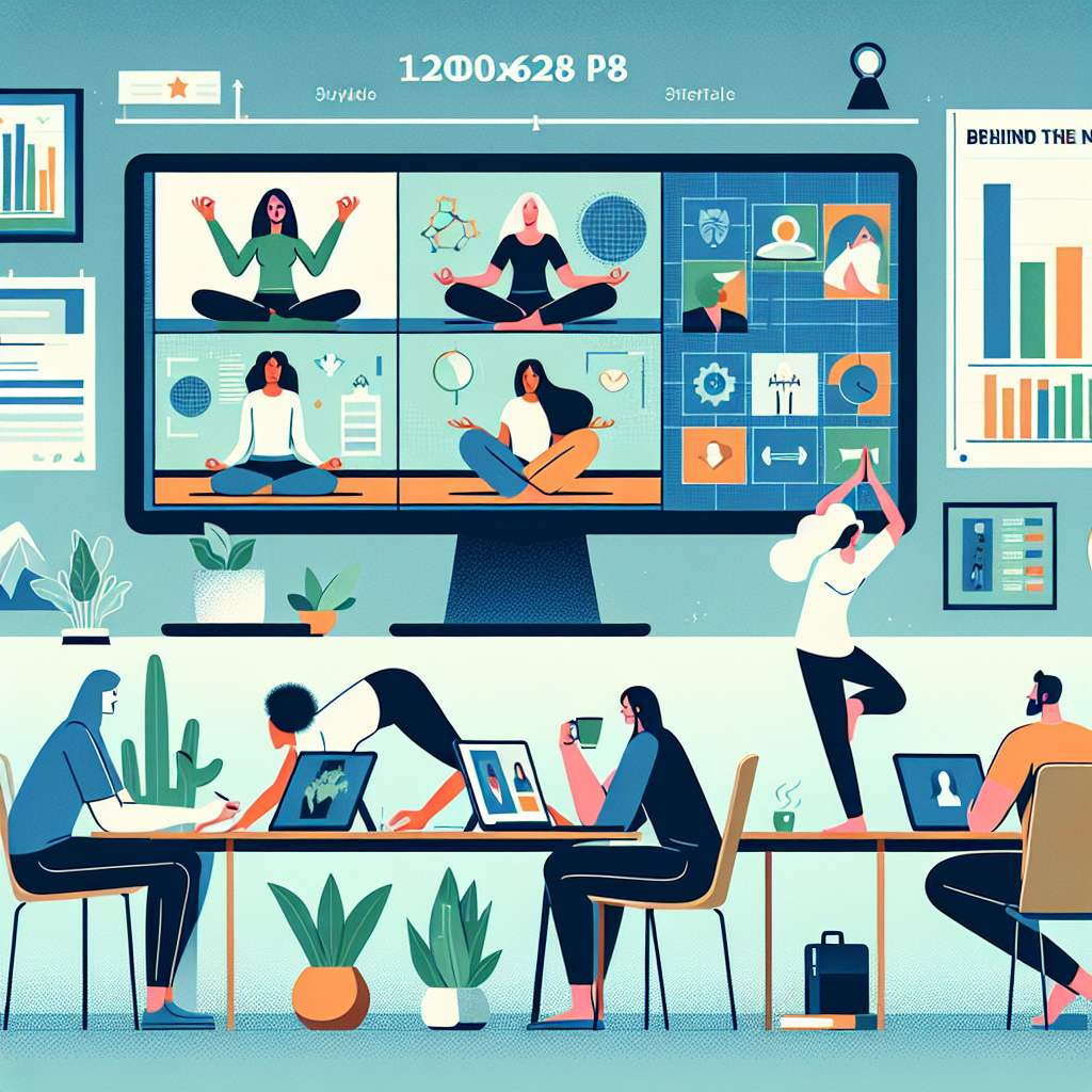 Illustration of Team on video call in a Home office setting, with a focused mood.