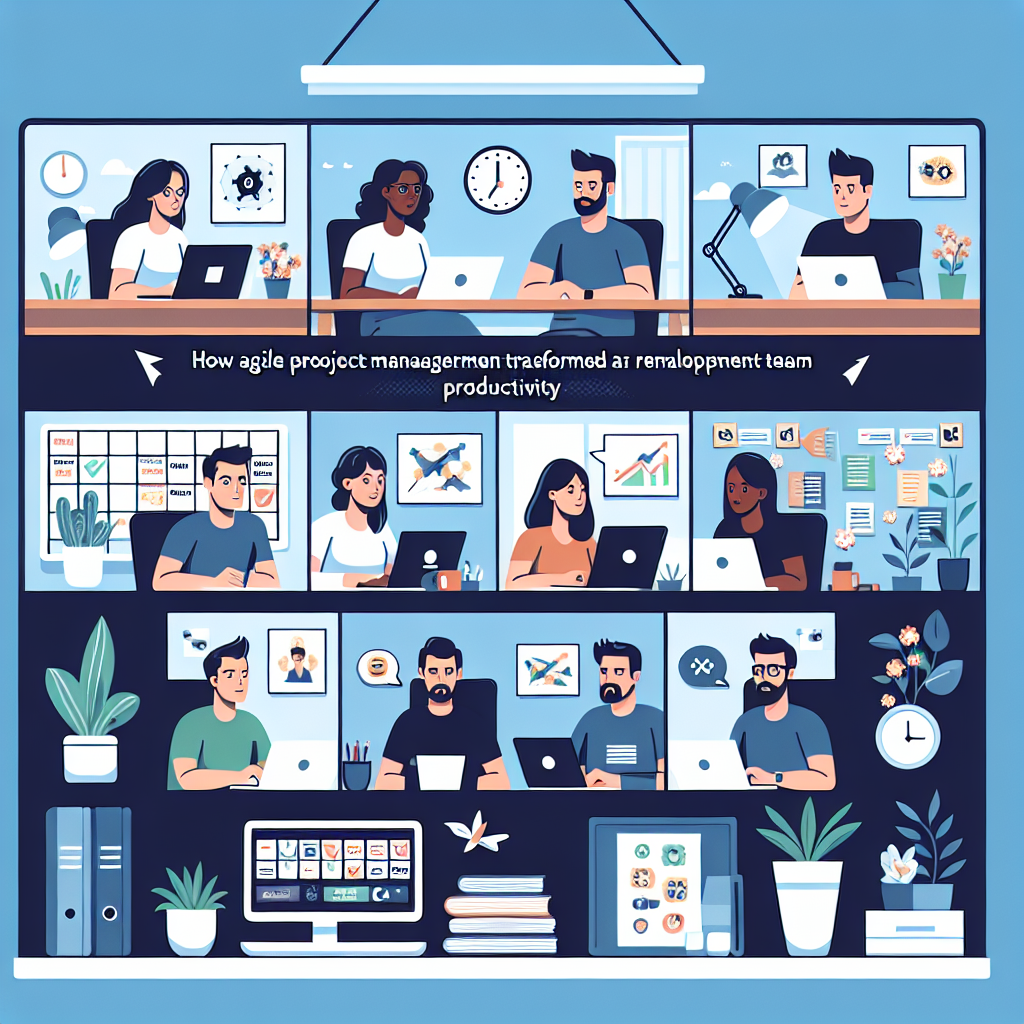 Illustration of Team on video call in a Home office setting, with a focused mood.