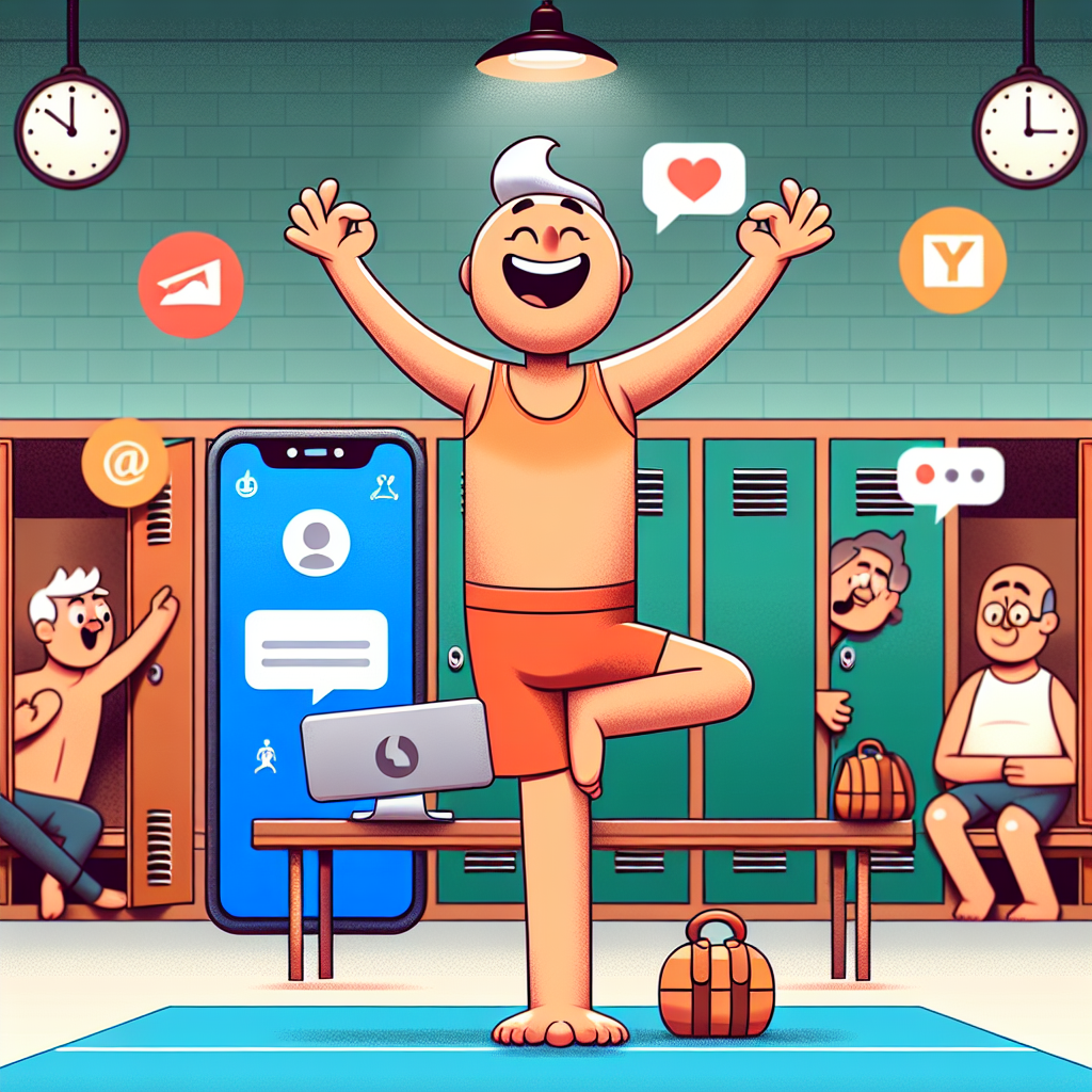 Illustration of Yoga pose in nature in a Locker room setting, with a happy mood.
