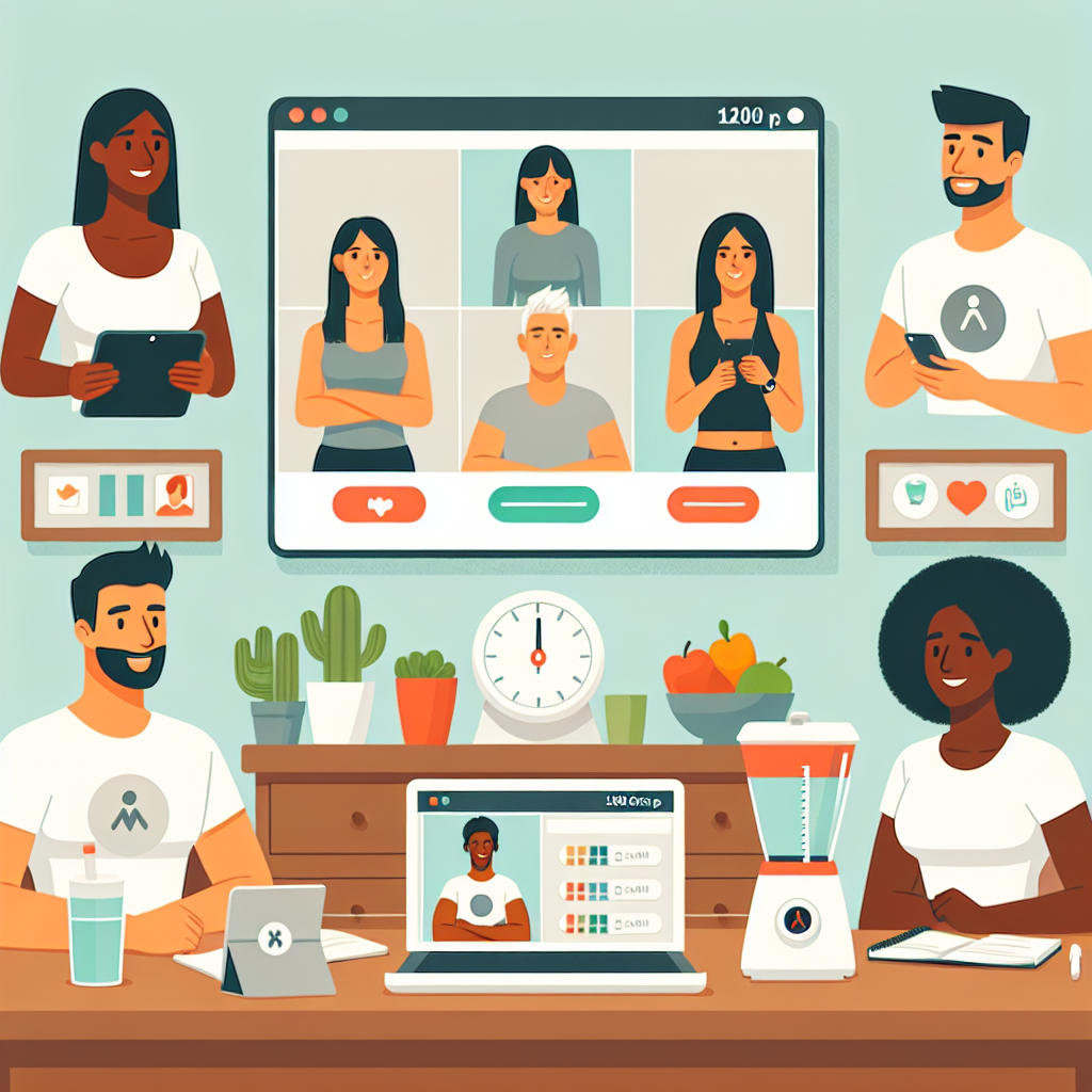 Illustration of Team on video call in a Home office setting, with a focused mood.