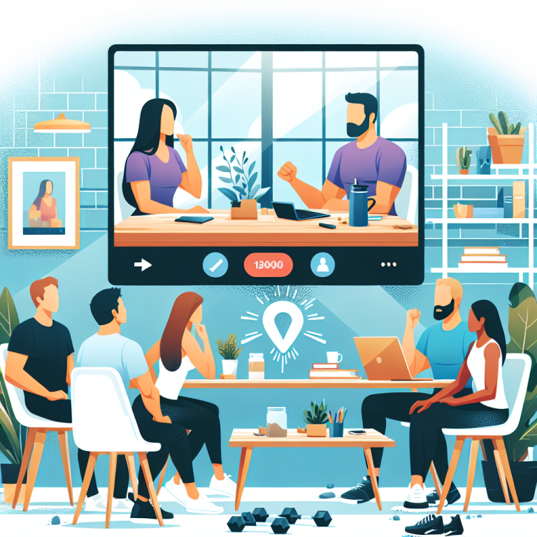 Illustration of Team on video call in a Home office setting, with a focused mood.