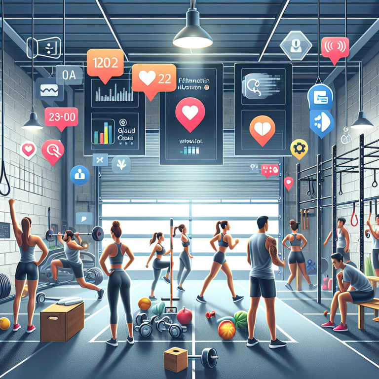Illustration of Group fitness class in a Garage gym setup setting, with a focused mood.