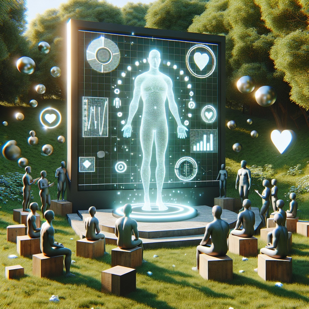 Illustration of Body composition scan in a Park with trees setting, with a inspired mood.