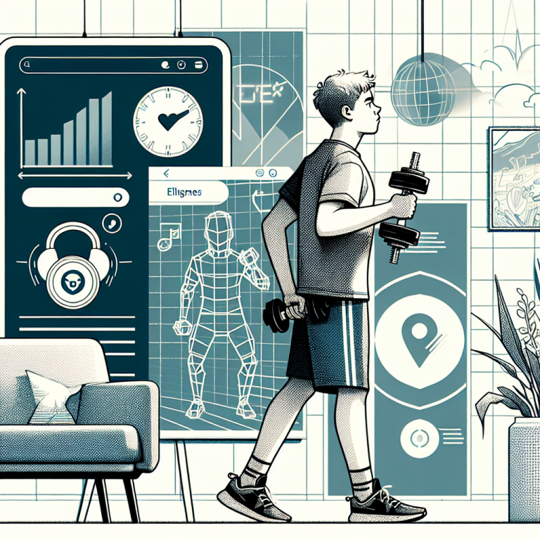 Illustration of Home workout with dumbbells in a Minimalist home gym setting, with a relaxed mood.