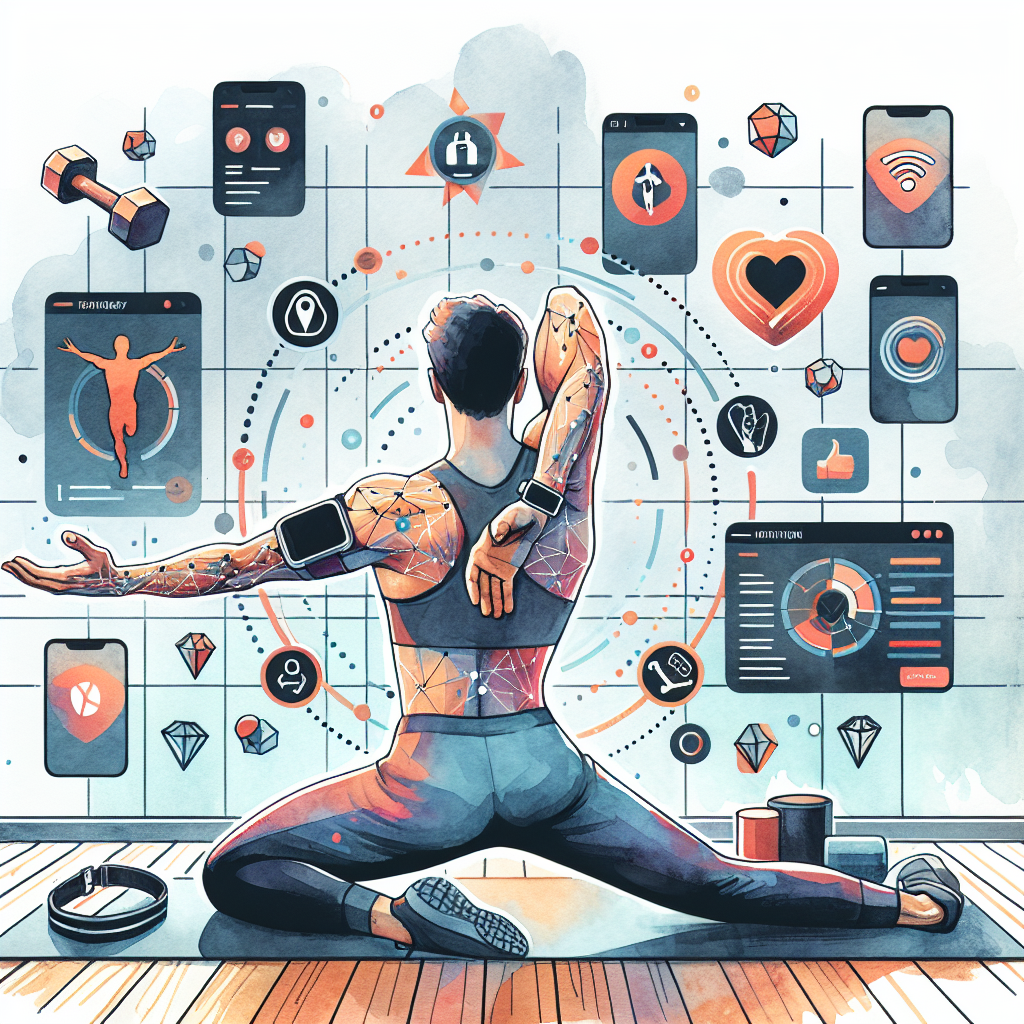 Illustration of Stretching before workout in a Yoga studio setting, with a focused mood.