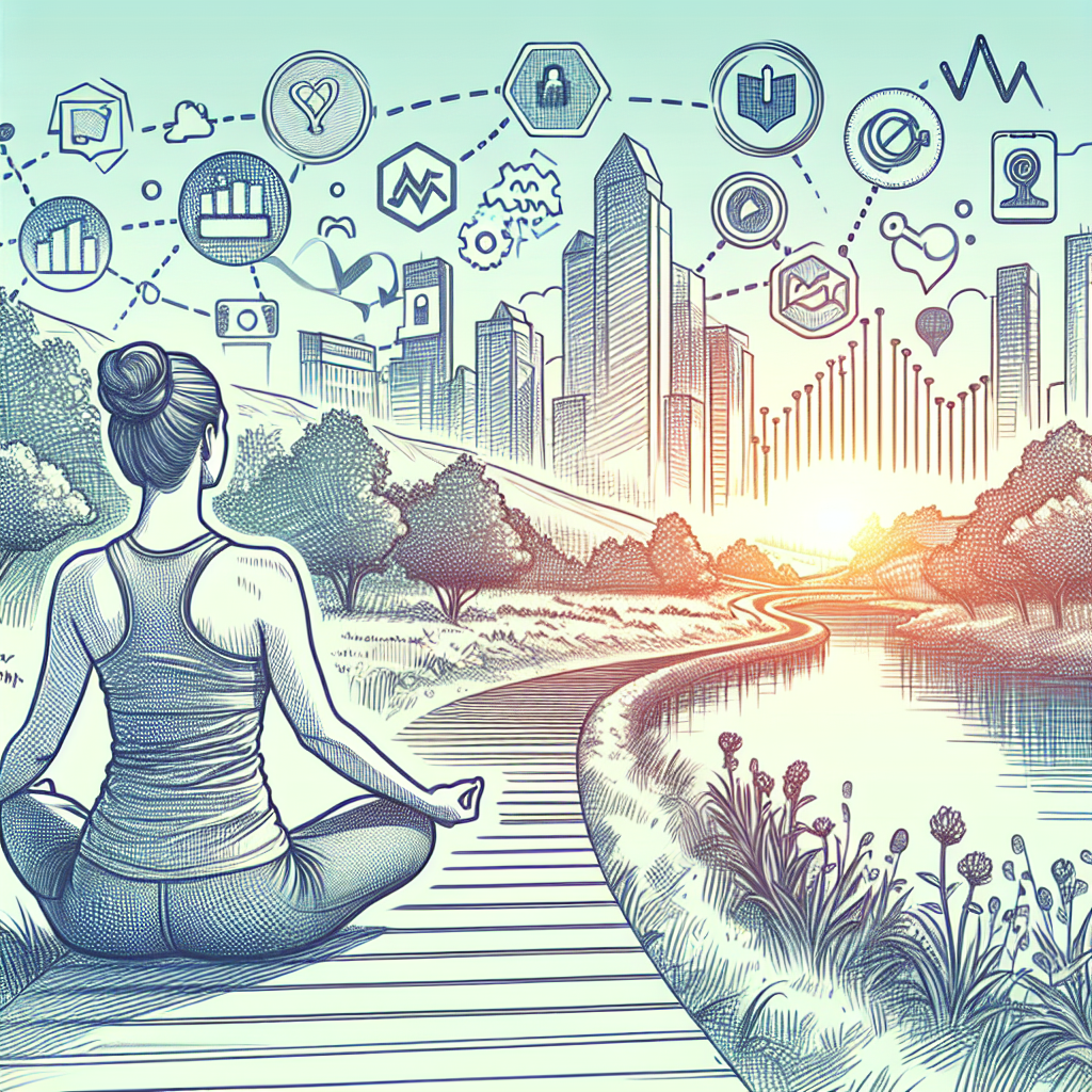 Illustration of Yoga pose in nature in a Outdoor trail setting, with a relaxed mood.
