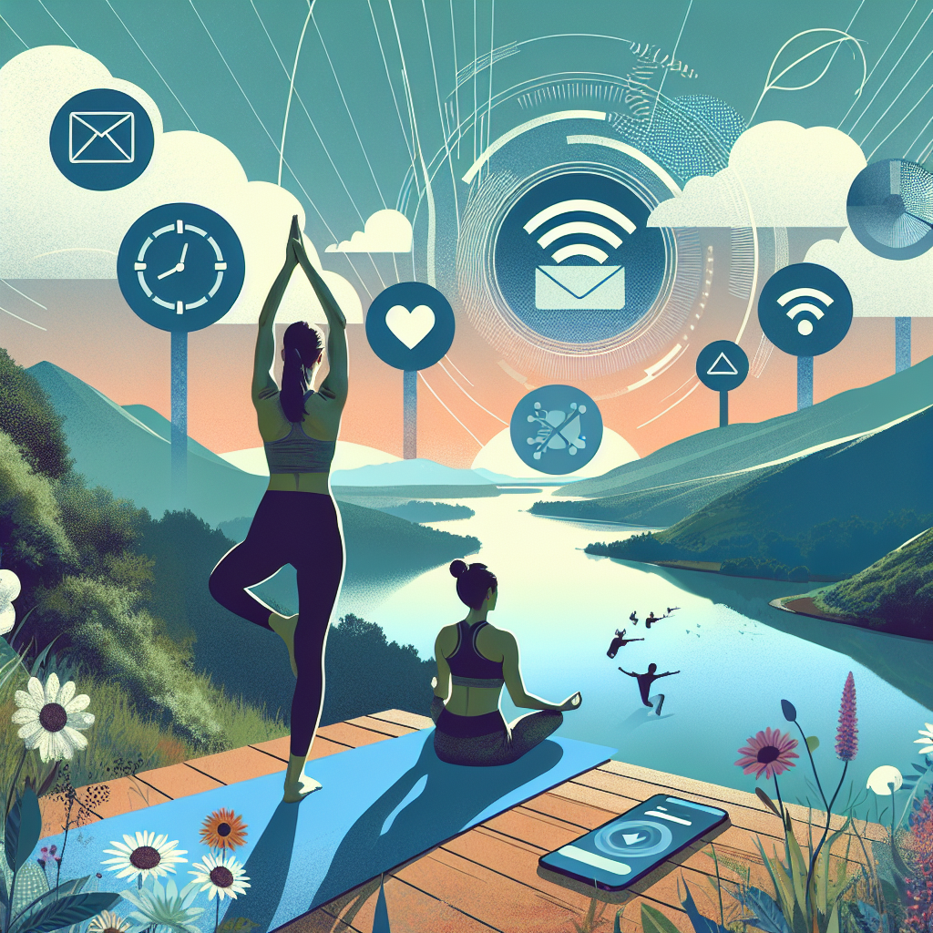 Illustration of Yoga pose in nature in a Scenic viewpoint setting, with a focused mood.