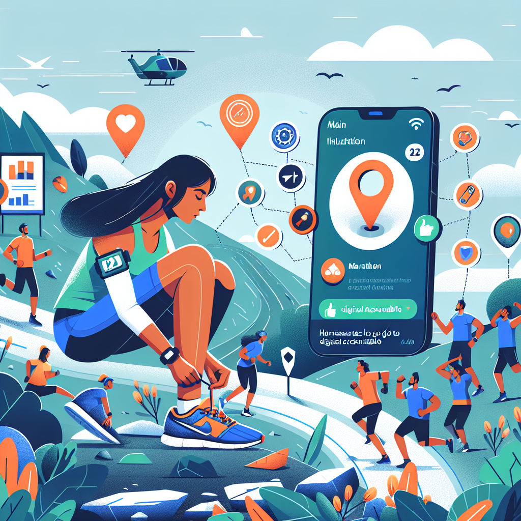 Illustration of Runner tying shoes in a Outdoor trail setting, with a relaxed mood.