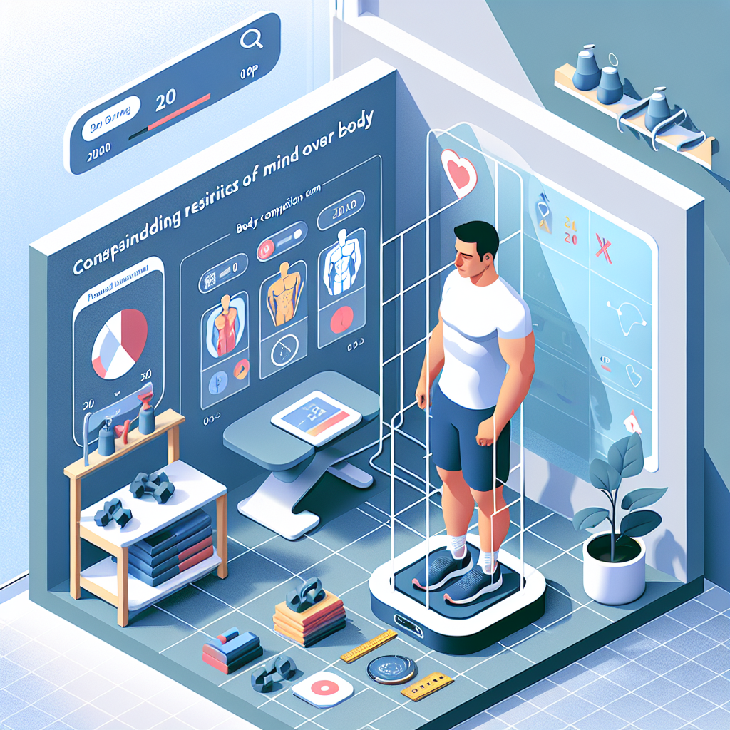 Illustration of Body composition scan in a Home workout space setting, with a relaxed mood.