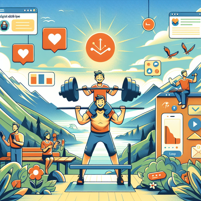Illustration of Person lifting weights in a Scenic viewpoint setting, with a happy mood.