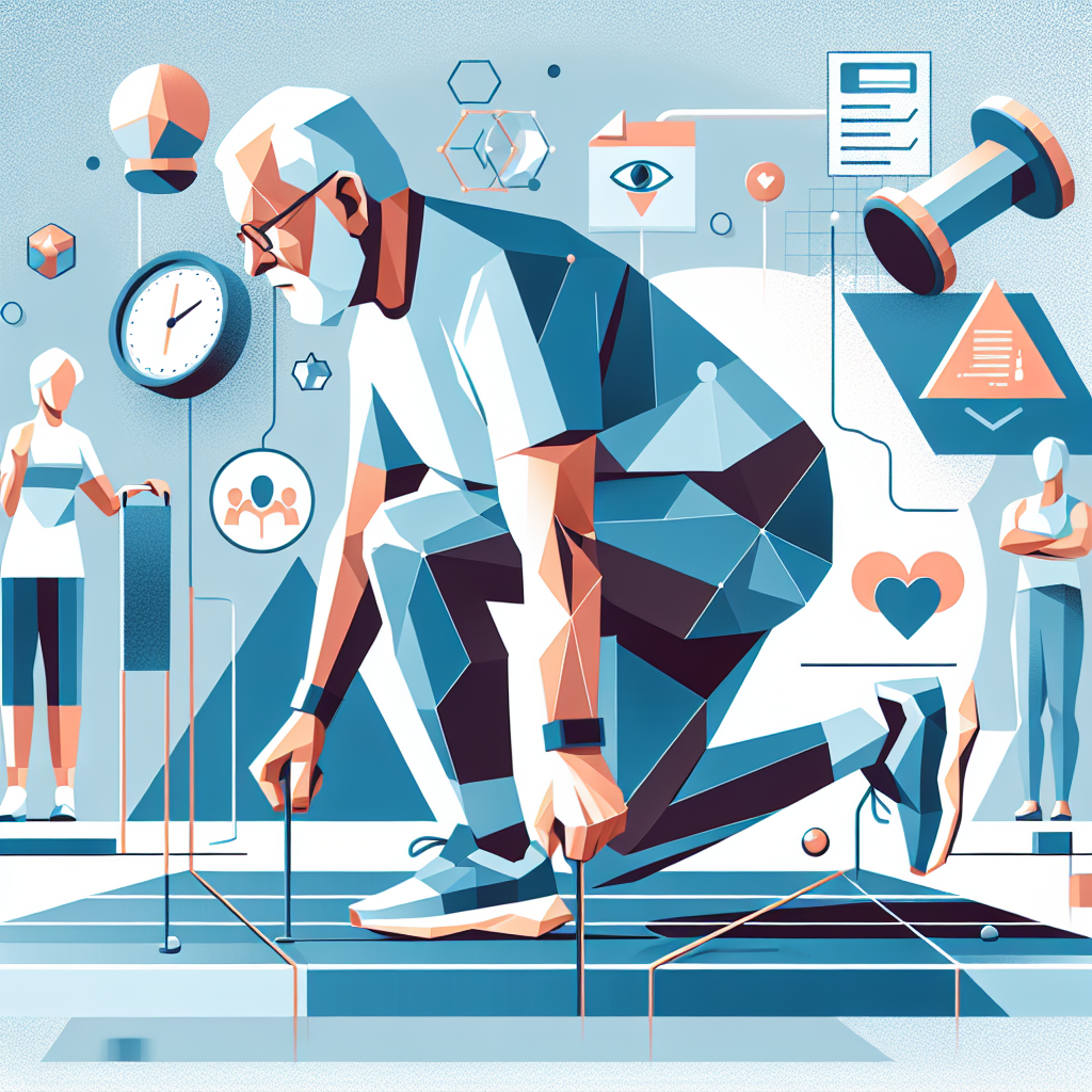 Illustration of Senior doing mobility exercise in a Wellness retreat setting setting, with a focused mood.